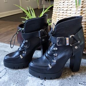 Zara platform black lace up heels